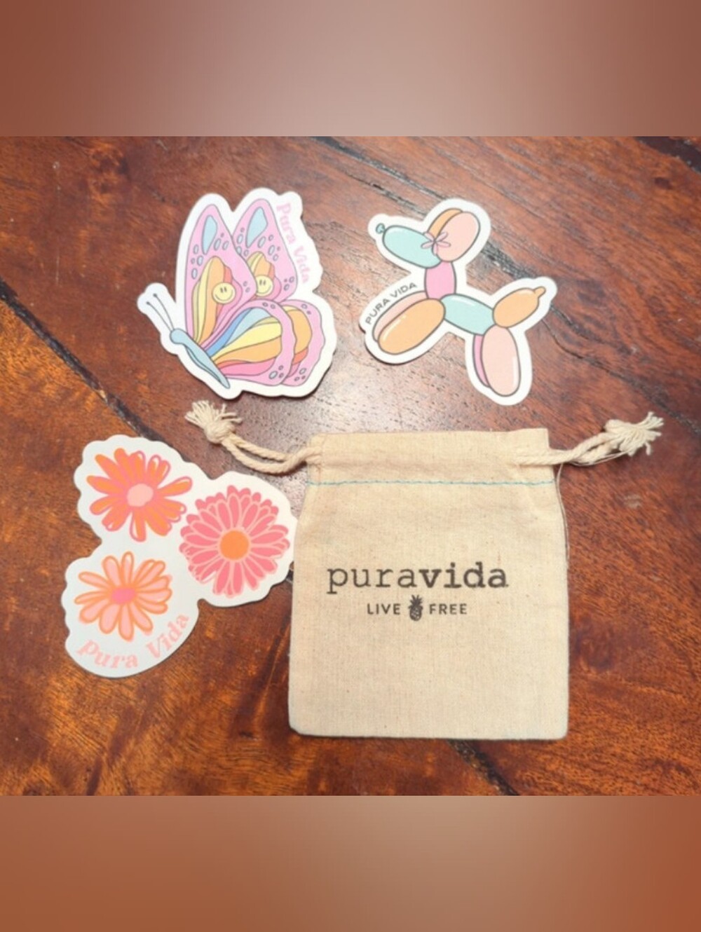 Pura Vida Small Drawstring Pouch with  Sticker Set, Dutch Bros Sticker